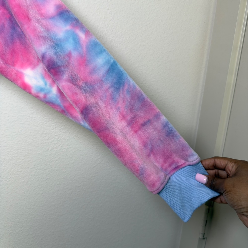 Spark Paws Human Hoodie Sweater Medium Pink Blue Tie Dye Velour Cotton Candy - Picture 4 of 10